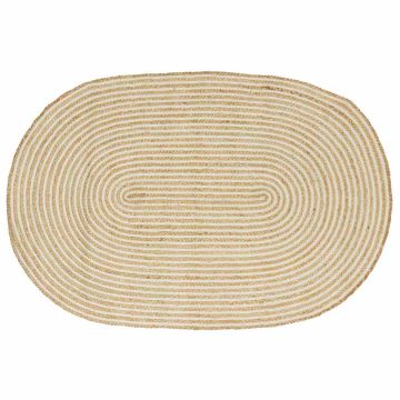 Tappeto da Area Naturale e Bianco 100 x 152 cm Juta