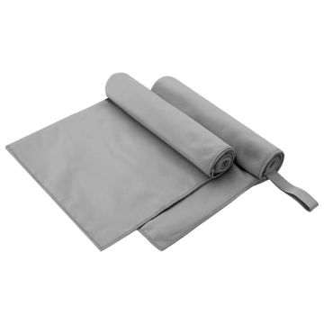 Asciugamani Sportivi 2 pz Grigio scuro 100 x 50 cm
