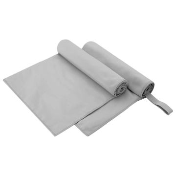 Asciugamani Sportivi 2 pz Grigio 100 x 50 cm