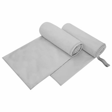 Asciugamani Sportivi 2 pz Grigio 200 x 100 cm
