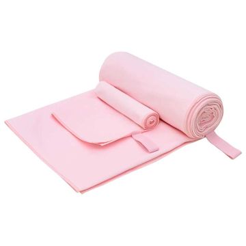 Set di Asciugamani Sportivi 2 pz Rosa 50 x 30 cm, 200 x 100 cm