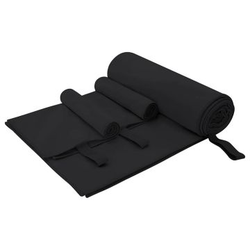 Set di Asciugamani Sportivi 3 pz Nero 210 x 100 cm