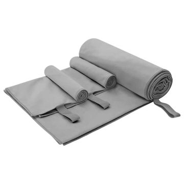 Set di Asciugamani Sportivi 3 pz Grigio Scuro 210 x 100 cm