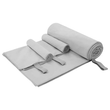 Set di Asciugamani Sportivi 3 pz Grigio 210 x 100 cm