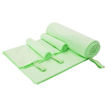Set di Asciugamani Sportivi 3 pz Verde 210 x 100 cm
