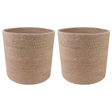 Set di Vasi per Piante 2 pz Naturale Ø 21 x 21 cm