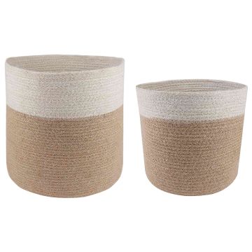 Set di Vasi per Piante 2 pz Naturale e Bianco Ø 28 x 28 cm