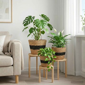 3 pz Naturale e Nero Ø26 x 19 cm 100% Erba marina