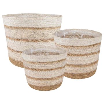 3 pz Naturale, Bianco e Beige Ø26 x 19 cm 100% Erba marina