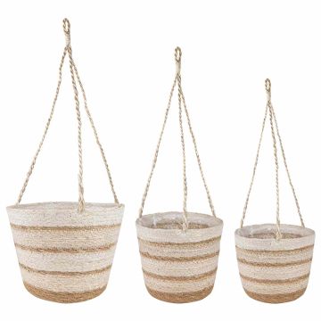 3 pz Naturale, Bianco e Beige Ø26 x 19 cm 100% Erba marina