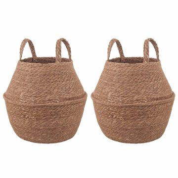 Vaso da fiori con manici 2 pz Naturale Ø 22 x 20 cm