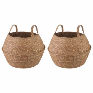 Vaso da fiori con manici 2 pz Naturale Ø 45 x 36 cm