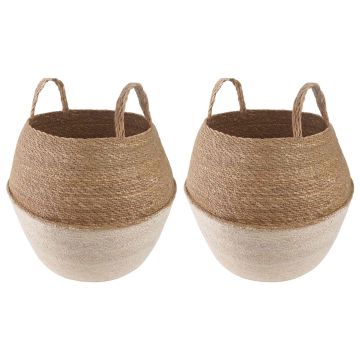 Vaso da fiori con manici 2 pz Bianco Ø 32 x 32 cm