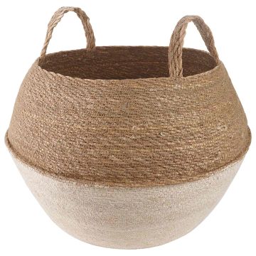 Vaso da fiori con manici Bianco Ø 45 x 36 cm 100% Erba marina