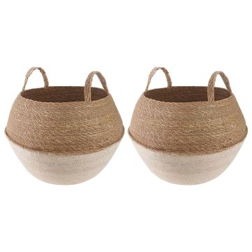 Vaso da fiori con manici 2 pz Bianco Ø 45 x 36 cm