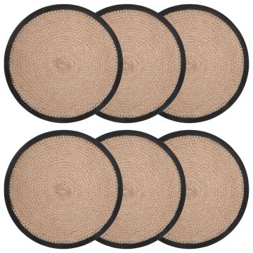 Sottobicchieri in juta 6 pz Naturale e Nero 100% Juta Tossa