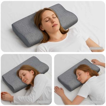 Cuscino cervicale Grigio Schiuma Memory 59 x 34 x 12 cm
