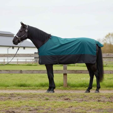 Coperta per Cavalli Verde Scuro e Nero 85 cm Poliestere