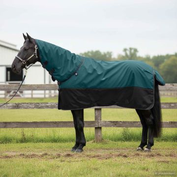 Coperta per Cavalli Verde Scuro e Nero 105 cm Poliestere