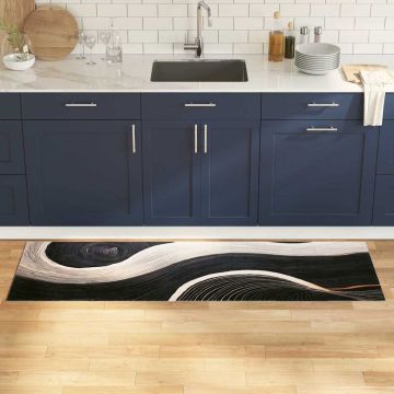 Tappeto da Cucina Nero 180 x 60 cm Velluto
