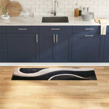 Tappeto da Cucina Nero 150 x 45 cm Velluto