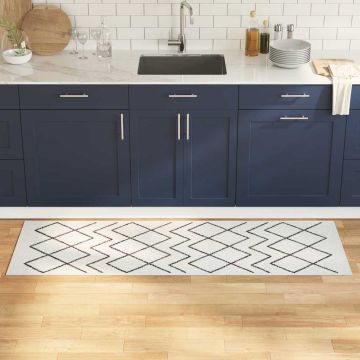 Tappeto da Cucina Bianco 180 x 60 cm Velluto