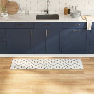 Tappeto da Cucina Bianco 150 x 45 cm Velluto