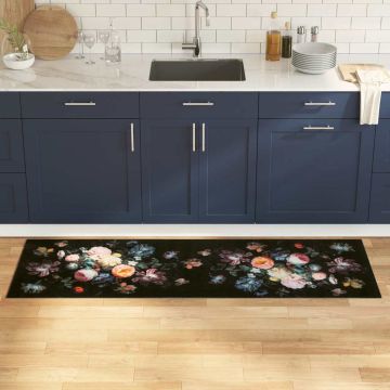 Tappeto da Cucina Nero 180 x 60 cm Velluto