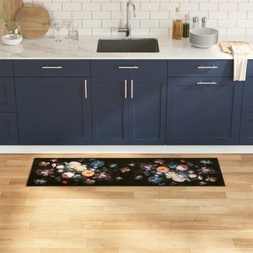 Tappeto da Cucina Nero 150 x 45 cm Velluto