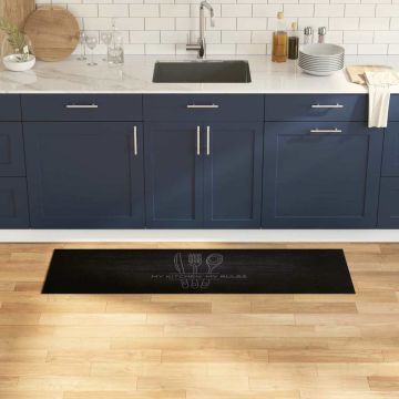 Tappeto da Cucina Posate Nero 150 x 45 cm Velluto