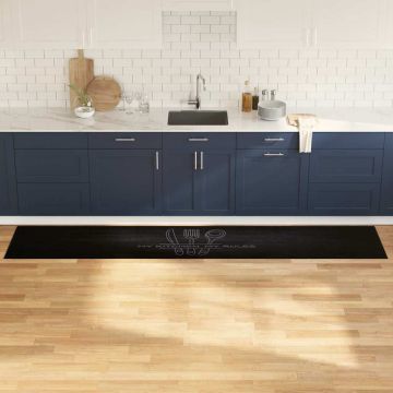 Tappeto da Cucina Posate Nero 300 x 60 cm Velluto