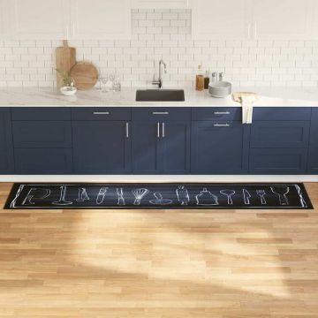 Tappeto da Cucina Nero 300 x 60 cm Velluto