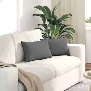 Cuscini da Divano 2 pz Tessuto Grigio scuro 50 x 30 cm