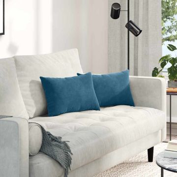 Cuscini da Divano 2 pcs Blu 50 x 30 cm Tessuto in Cords