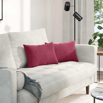 Cuscini da Divano 2 pcs Rosso vino 50 x 30 cm Tessuto in Cords
