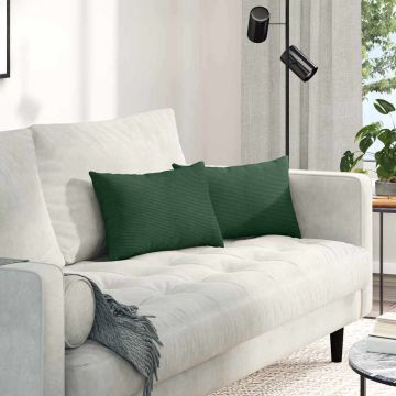 Cuscini da Divano 2 pcs Verde Scuro 50 x 30 cm Tessuto in Cords