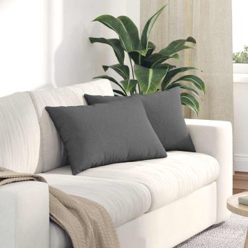 Cuscini da Divano 2 pz Tessuto Grigio scuro 60 x 40 cm