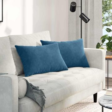 Cuscini da Divano 2 pcs Blu 60 x 40 cm Tessuto in Cords