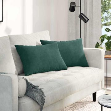 Cuscini da Divano 2 pcs Verde scuro 60 x 40 cm Tessuto in Cords