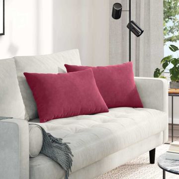 Cuscini da Divano 2 pcs Rosso Vino 60 x 40 cm Tessuto in Cords