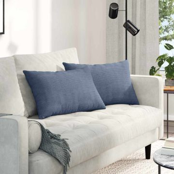 Cuscini da Divano 2 pcs Blu 60 x 40 cm Tessuto in Cords