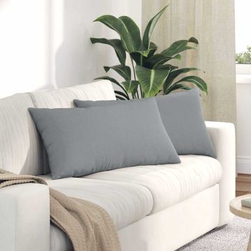 Cuscini da Divano 2 pz Tessuto Grigio chiaro 80 x 40 cm