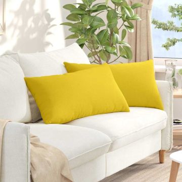 Cuscini da Divano 2 pz Tessuto Giallo Chiaro 80 x 40 cm