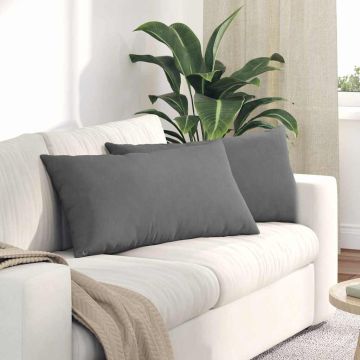 Cuscini da Divano 2 pz Tessuto Grigio scuro 80 x 40 cm