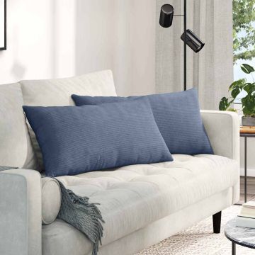 Cuscini da Divano 2 pcs Blu 80 x 40 cm Tessuto in Cords