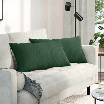 Cuscini da Divano 2 pcs Verde Scuro 80 x 40 cm Tessuto in Cords
