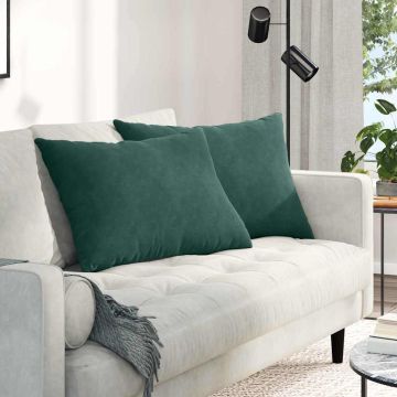 Cuscini da Divano 2 pcs Verde Scuro 70 x 50 cm Tessuto in Cords