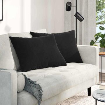 Cuscini da Divano 2 pcs Nero 70 x 50 cm Tessuto in Cords