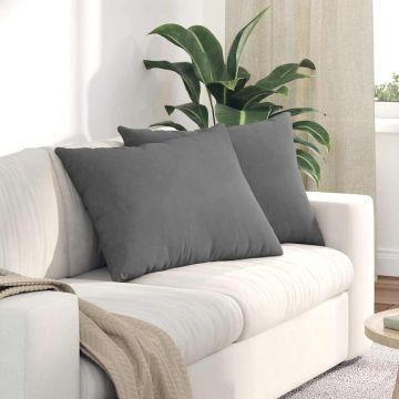 Cuscini da Divano 2 pz Tessuto Grigio scuro 70 x 50 cm