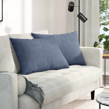 Cuscini da Divano 2 pcs Blu 70 x 50 cm Tessuto in Cords